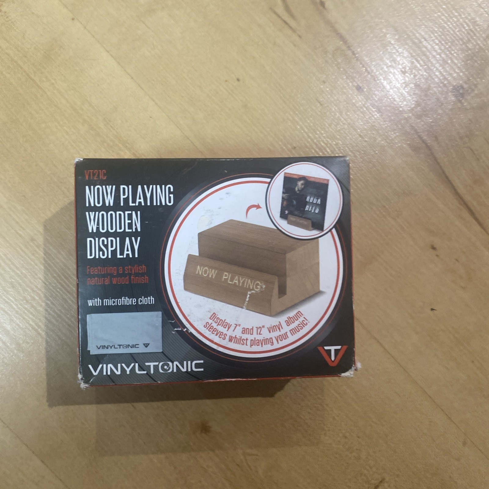 Vinyl Tonic Now Playing Vinyl Record Wooden Stand With Microfibre Cloth. VT21C