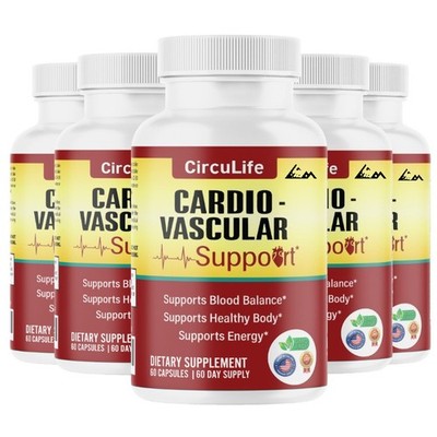 CircuLife Cardiovascular Support - All Natural Supplement Capsules - 5 Bottles