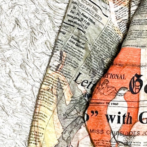 Camicia manica lunga lino disegno stampa giornale John Galliano taglia L usata da JP - Foto 15 di 16