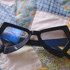 PALESHY Women's Geometric Sunglasses Black Plastic Frame Blue Tinted Lenses