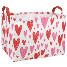 Pink Valentines Day Basket for Kids Heart Shaped Storage Box for Gifts Empty ...