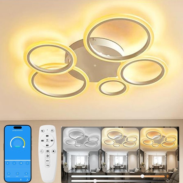 85W Dimmbar Led Deckenleuchte Deckenlampe Panel Mit Fernbedienung Bad Flur KüChe-image