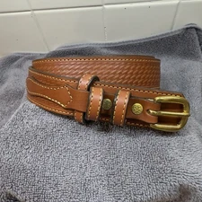 Yoder Basket Weave Brown Leather Belt Ranger Western Style 40" Premium  NWOT