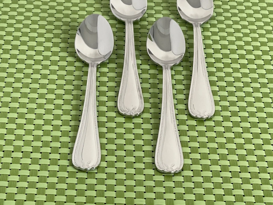 Temp-Tations OLD WORLD BEAD Stainless 4 Iced Tea Spoons Round Tip - 7 7/8" - Image 3 of 4