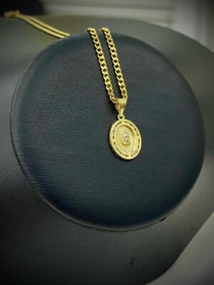 Gold Filled Virgen Guadalupe Medalla Pendant Necklace 17x12