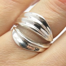 925 Sterling Silver Vintage Ribbed Ring Size 6 1/4