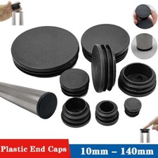 Black Round Plastic End Caps For Tubing Pipe Inserts Bungs Feet Blanking Plugs