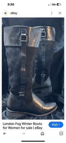 Ladies London Fog Black Boots Size 7M WLR 091 - Picture 2 of 6