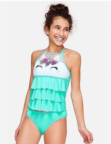 Blue 2 Pcs Justice Tankini Swimsuit Size 10