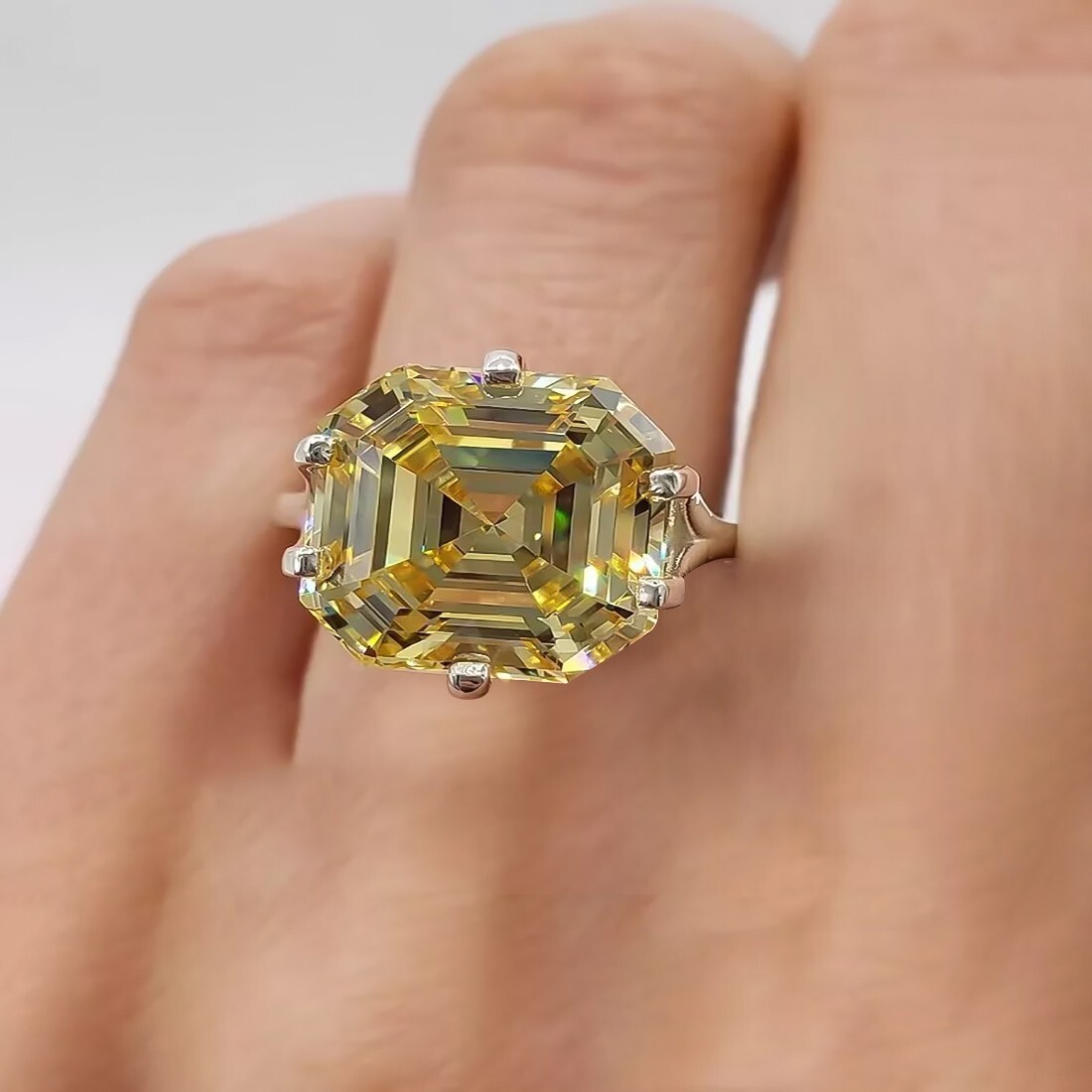 20.00 Ct Champagne Diamond Ring in 925 Silver July Gift for Her