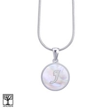 Women's Stainless Steel in Silver J Initial Letter Medallion 16" Chain Necklace