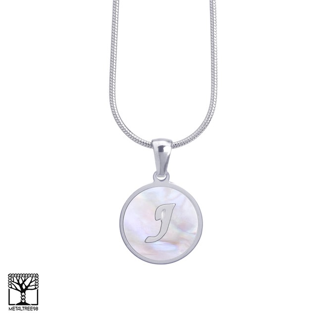 Women's Stainless Steel in Silver J Initial Letter Medallion 16" Chain Necklace Women's Stainless Steel in Silver J Initial Letter Medallion 16" Chain Necklace