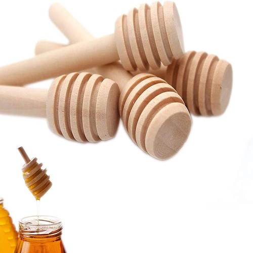 100X 8CM Mini Wooden Honey Dipper Stick for Honey Jar Dispense Drizzle Party AU - Picture 8 of 12