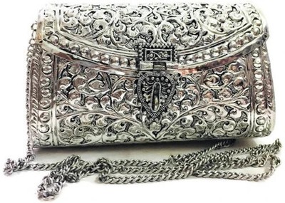 Pochette vintage indiana in ottone e argento borsa in metallo