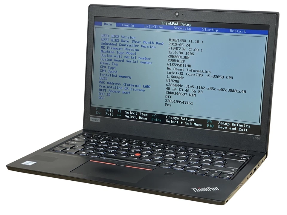 Lenovo ThinkPad L390 13.3" Quad i5 8265U 8GB RAM 256GB NVMe WIFI HDMI Laptop LE4 - Image 4 of 4