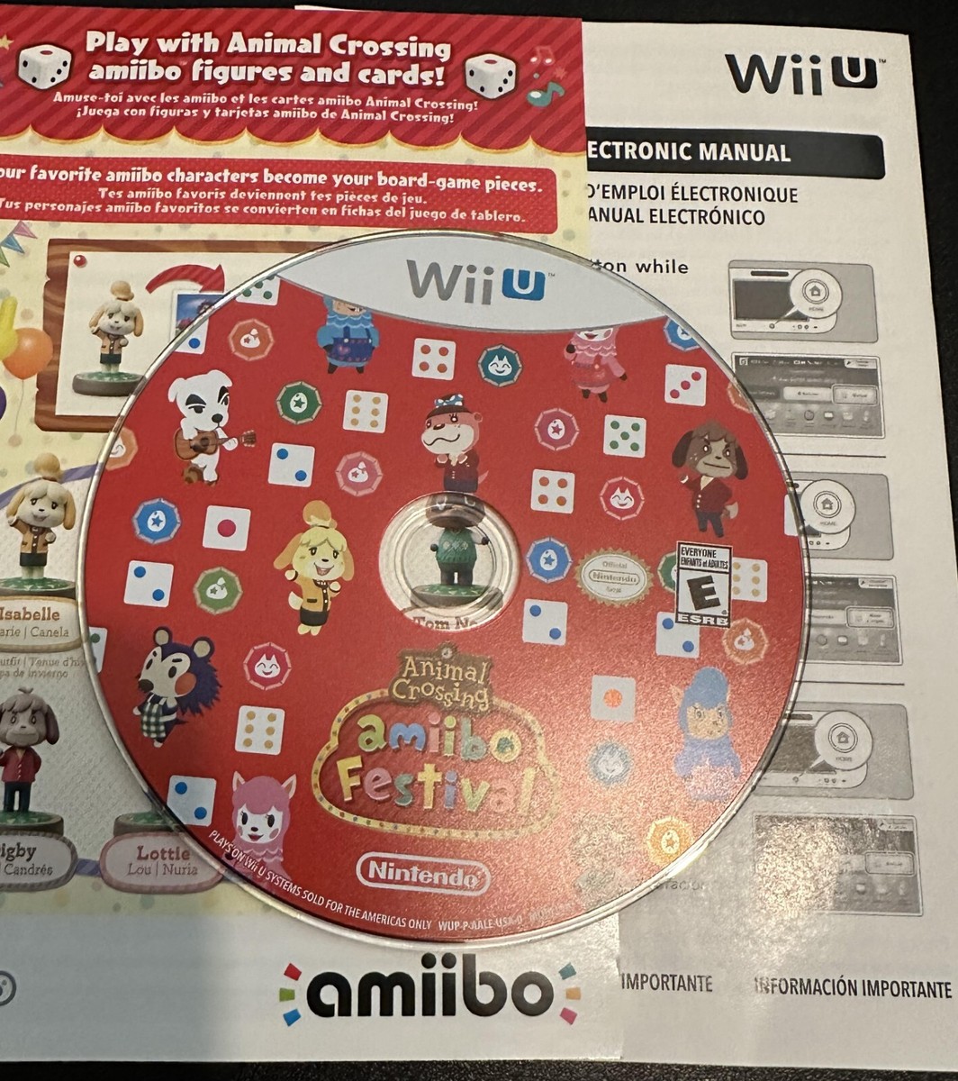 Animal Crossing Amiibo Festival (Wii U) New Game Disc & Inserts