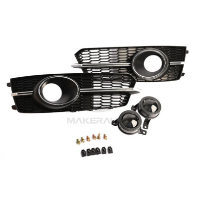 A Pair Front Bumper Fog Light Cover W /Acc Replace For Audi A6 S6 C7 2016-2018