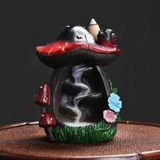 MUSHROOM BACKFLOW BURNER INCENSE CONES HOLDER WATERFALL EFFECT RESIN