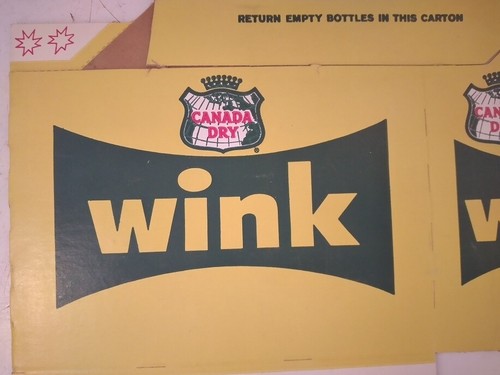 Botella de refresco vintage años 60 CANADÁ DRY WINK paquete de seis portadores de cartón sin usar - Imagen 2 de 2