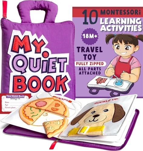 Travel-Friendly Toddler Activity Book with Tethered Pieces & Carry Handles - Picture 3 of 10