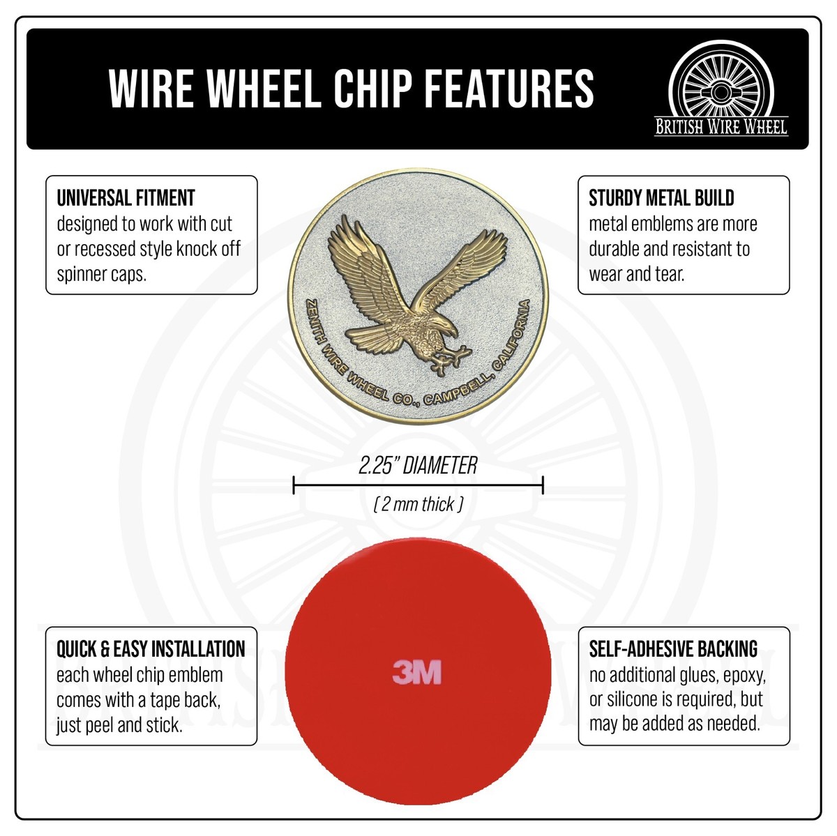 Zenith Eagle Gold & Chrome Wire Wheel Chips with Knockoff Spinner