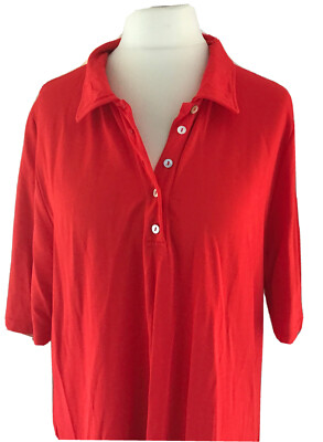 Selection Ulla Popken Polokleid 50/52 Orange Viskose Golf Polo Curvy Oversize