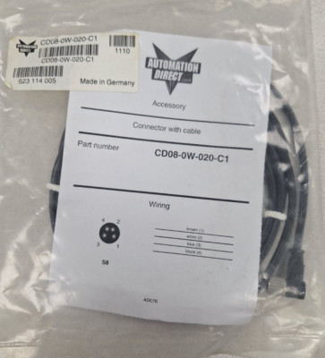 AUTOMATION DIRECT, CD08-0W-020-C1, M8 right-angle female to pigtail