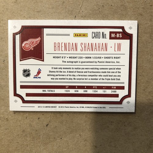 Rare Brendan Shanahan 2012-13 Panini Limited Hockey Monikers Patch AUTO /15 - Picture 6 of 7