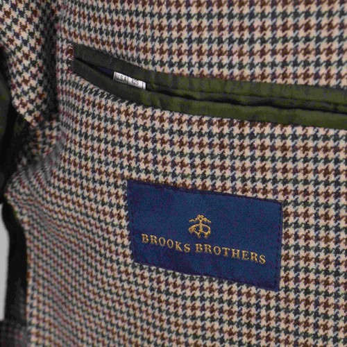 Brooks Brothers Mens Sportcoat Jacket 42S Brown Houndstooth Unlined Wool Blend - 第 7/11 張圖片
