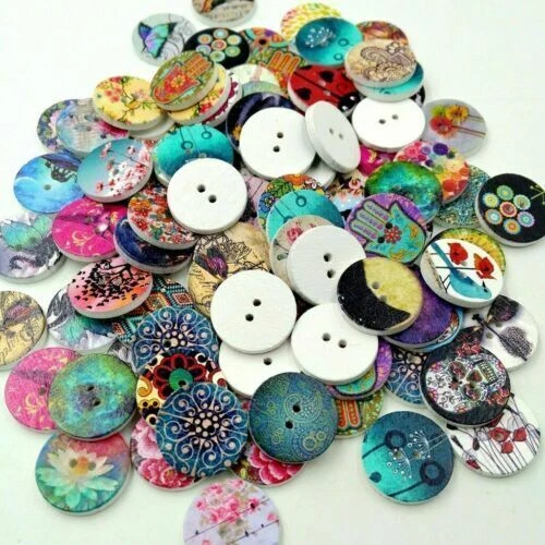 Sewing Scrapbooking Wooden 20mm 2 Craft for Mixed DIY Holes 100pcs Buttons - Image 4 of 4