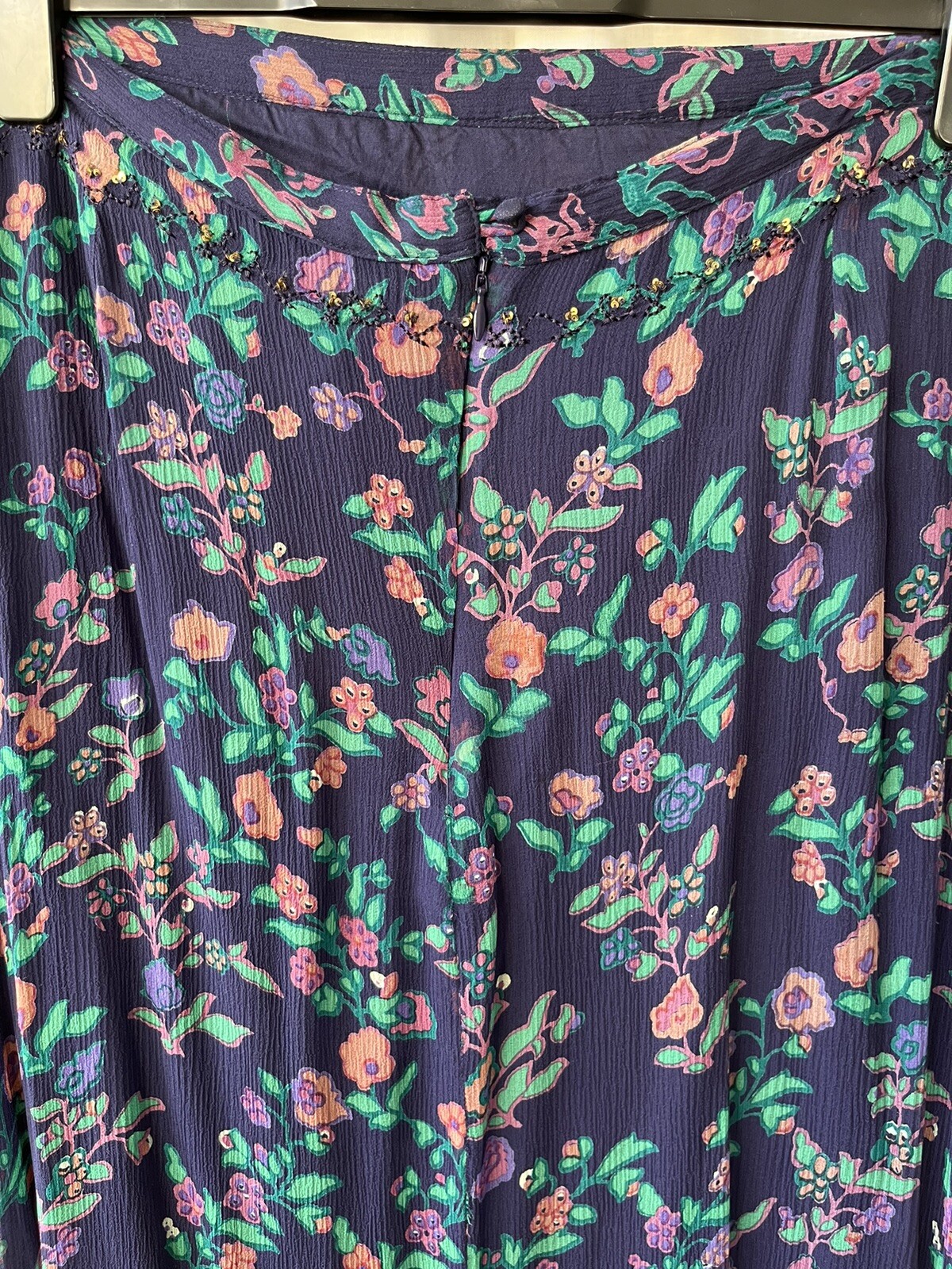 BRORA Lined Silk Skirt 💕 Vintage Flower Print sz 14 With Beading NEW eBay