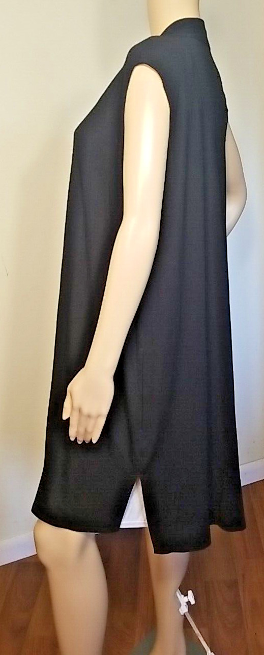 Eileen Fisher Deep Black Long Drape Relaxed Jersey Open Vest Small Oversized T48 image 4