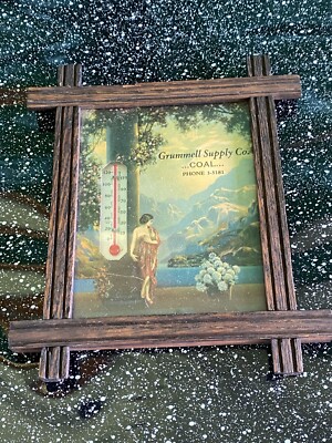 Antique Advertsing Thermometer R Atkinson Fox Lady Grummell Supply Co. Coal