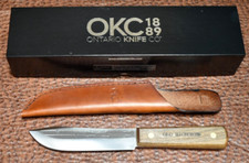 OLD HICKORY MADE IN USA WOOD FIXED BLADE HUNTING SKINNING BUTCHER KNIFE ONTARIO