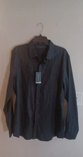 Perry Ellis Men's Button Down Shirt - Navy Blue - Size Extra Large
