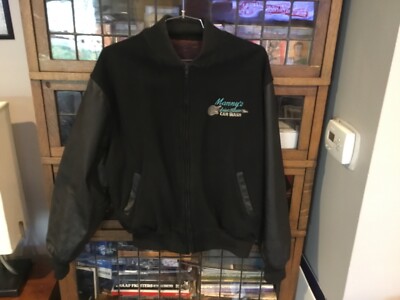 VTG Manny s Car Wash LIVE BLUES NYC Club Leather Letterman s Jacket SZ XXL -cool