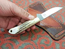 HANDFORGED CUSTOM HUNTING COWBOY SKINNER KNIFE WITH  Stag/Antler HANDLE&SHEATH