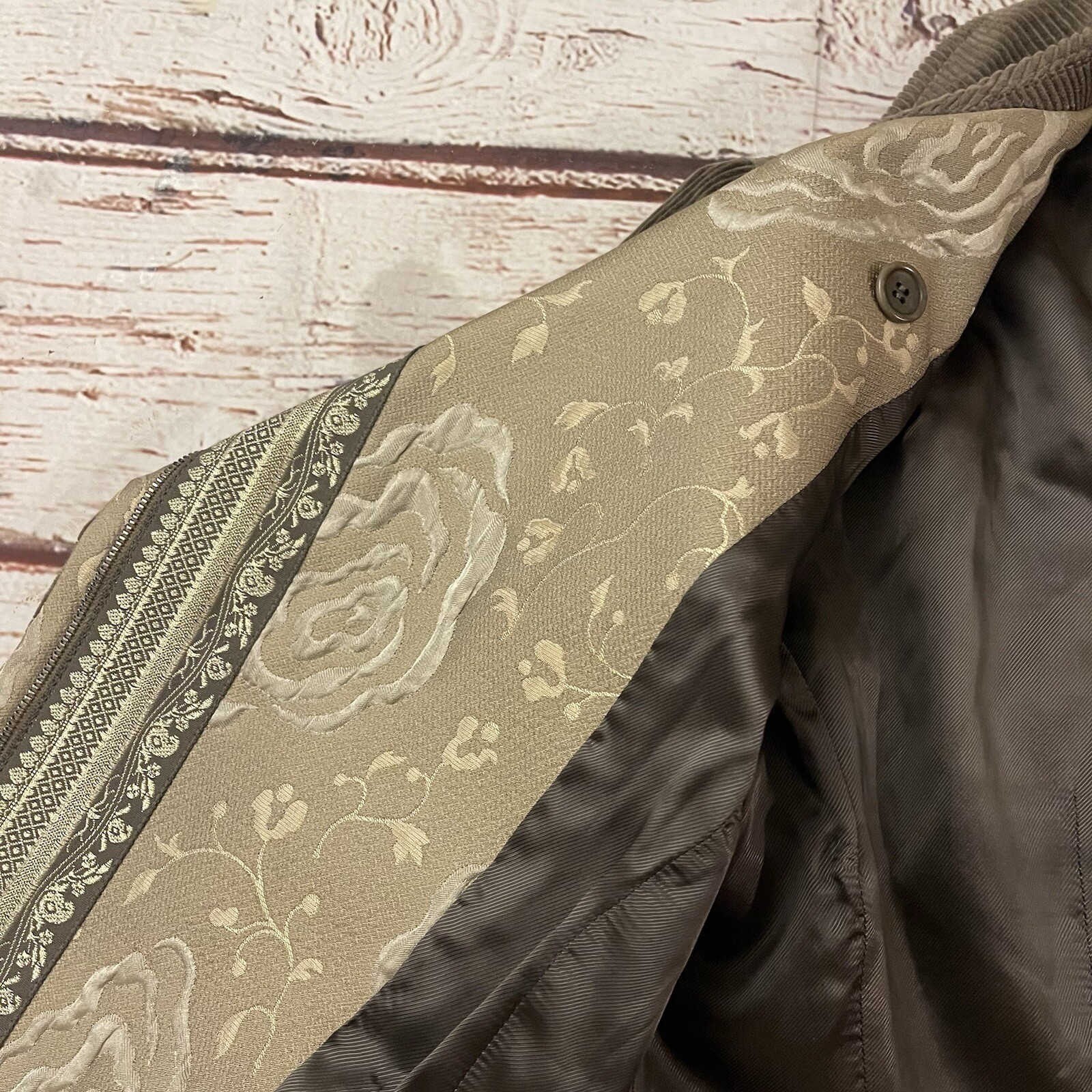 Armani Collezioni Light Brown Corduroy Moto Zip Jacket Size 8 Pockets