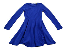 Shein Womens Size S Blue Textured Long Sleeve Short A Line Skater Dress Zip NEW