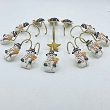 Snowmen Shower Curtain Hooks Set Of 12 Winter Snow Christmas W 1 Star Hook