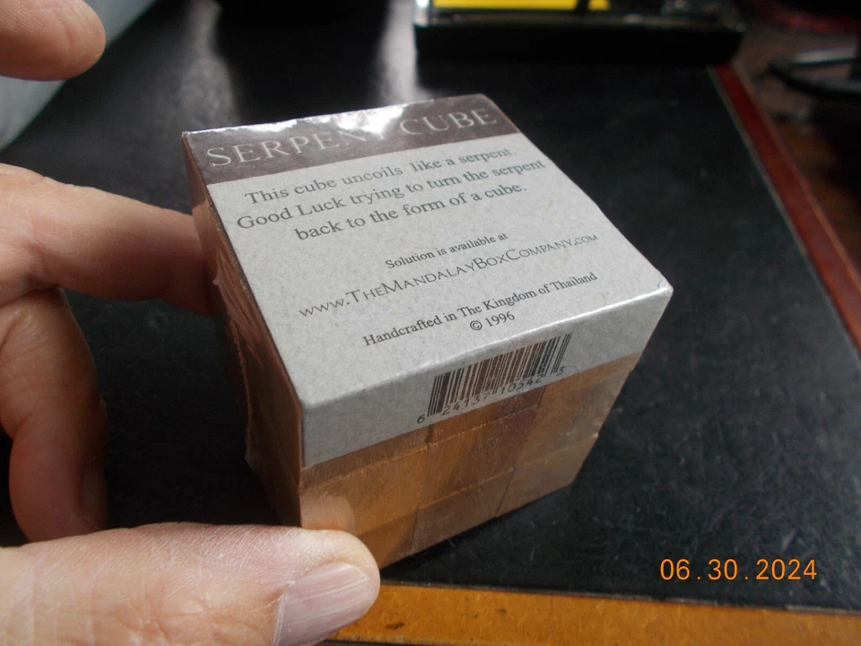 2 Wooden Cube Puzzles: Serpent Cube (new) and Puzzle inside a Box, see photos - Image 2 of 4