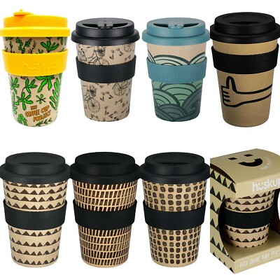 HUSKUP Eco Reise Kaffeetasse Null Plastik BPA Giftstoffe oder Melamin 100% Natur Box