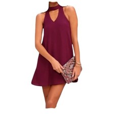 Lulus  womens dress size Large mock neck v neck cutout swing style keyhole back