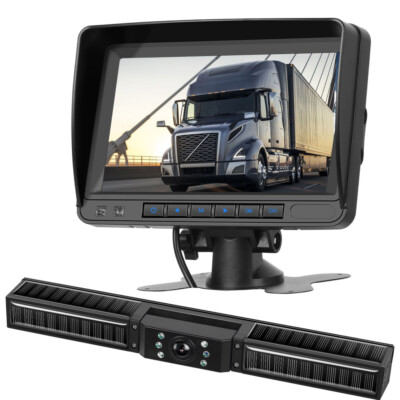 7'' Quad DVR Monitor Wireless Magnetic Battery Hitch Solar Reversing Camera 1080P