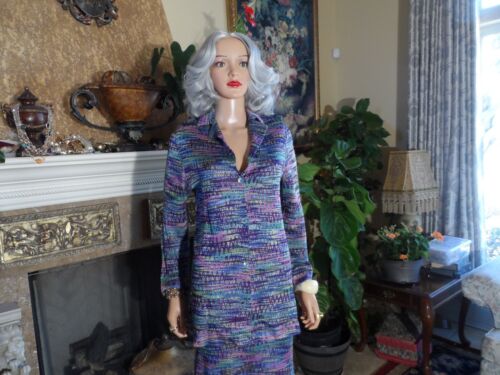 Missoni Blue Multi Zig Zag Print Knit Skirt & Jacket Suit Size IT 48 - US 12 - Picture 8 of 23