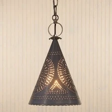 Sturbridge Witch's Hat Metal Hanging Pendant Light. Country Ceiling Light
