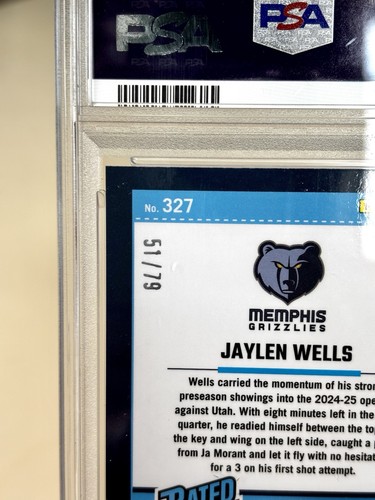 2024-25 Donruss Optic - Jaylen Wells #327 Pink Velocity AUTO /79 (RC) PSA 10 - Picture 3 of 3