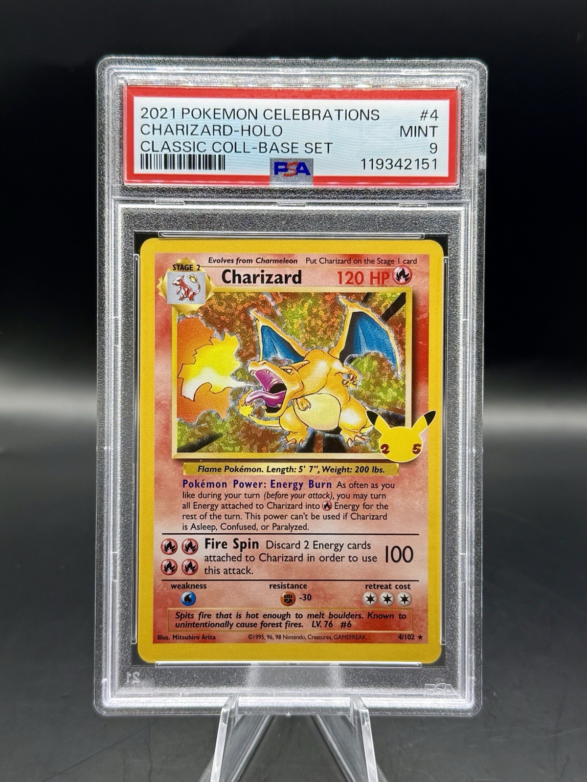 PSA 9 Charizard 4/102 Pokemon Celebrations: Classic Collection 2021 English