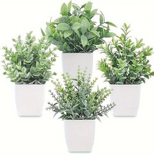SET OF 4 ARTIFICIAL PLANTS IN POTS WITH MODERN STYLE FAKE POTTED PLANTS UK