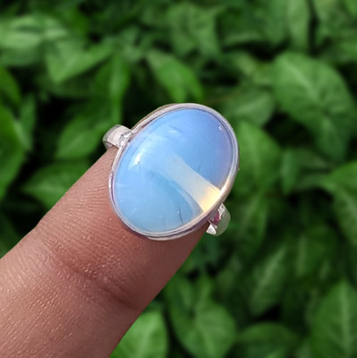 Milky Glowing Opalite Gemstone Ring 925 Sterling Silver Plated Jewelry US SZ 7''